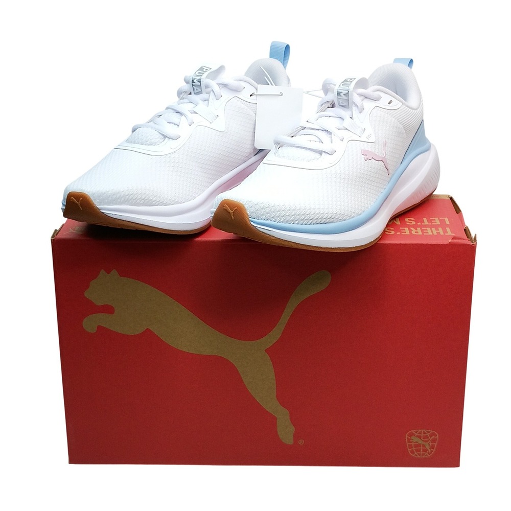 Puma Sky Rocket Sneaker Women Size 7 White Blue Pink Mesh Running Shoes